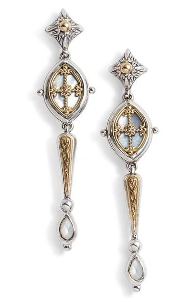 Shop Konstantino Etched Sterling & Pearl Earrings In Silver/ Gold/ White