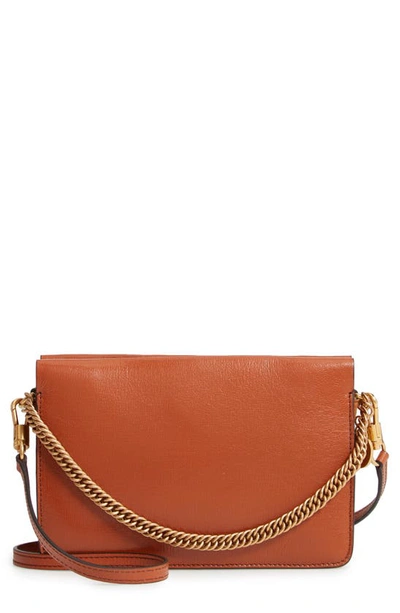Shop Givenchy Cross 3 Leather Crossbody Bag In Chestnut