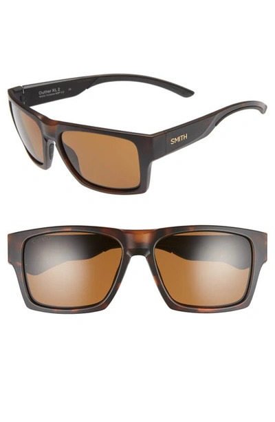 Shop Smith Outlier 2xl 59mm Polarized Sunglasses In Matte Tortoise