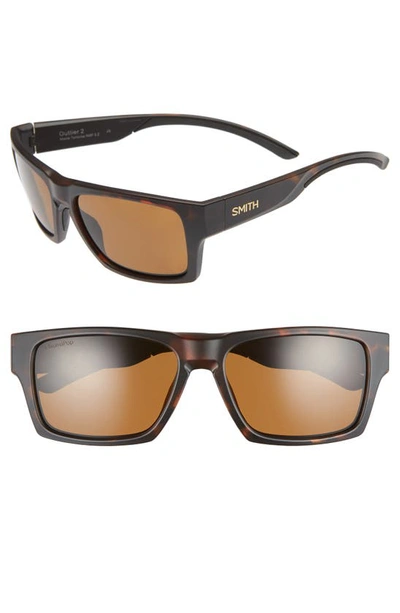 Shop Smith Outlier 2 57mm Chromapop™ Polarized Square Sunglasses In Matte Tortoise