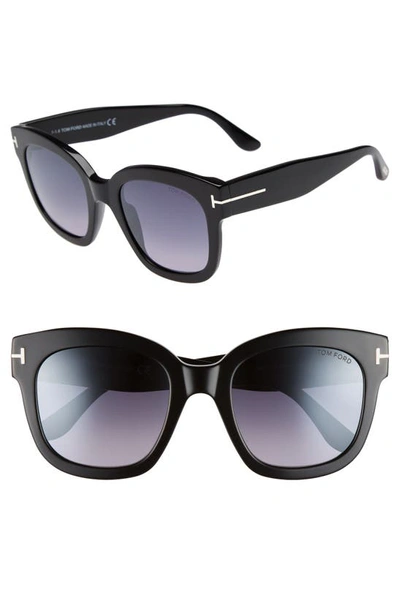 Shop Tom Ford Beatrix 52mm Sunglasses In Shiny Black/ Smoke Mirror