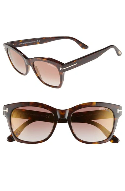 Shop Tom Ford Lauren 52mm Sunglasses In Dark Havana/ Gradient Brown