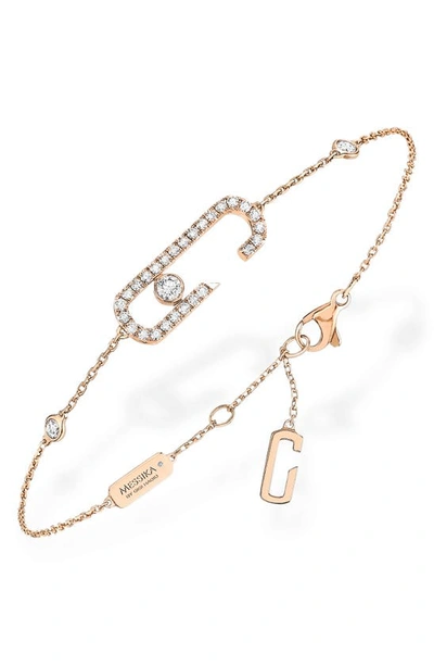 Shop Messika Move Addiction By Gigi Hadid Diamond Pavé Line Bracelet In Rose Gold