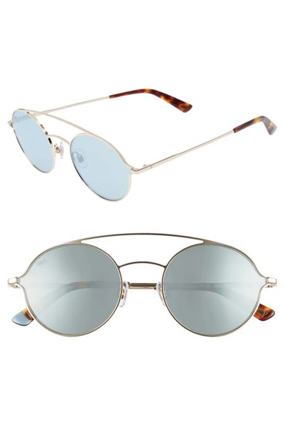 Shop Web 56mm Round Aviator Sunglasses In Gold/ Blue Mirror