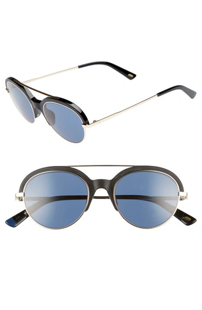 Shop Web 51mm Aviator Sunglasses In Shiny Black/ Blue