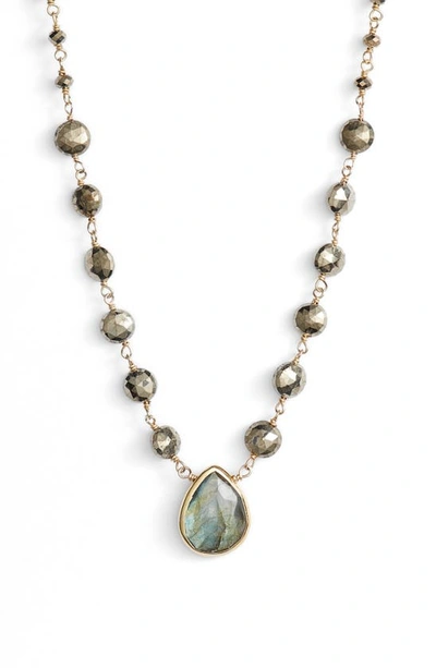 Shop Ela Rae Ara Collar Necklace In Pyrite/ Labradorite