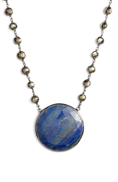 Shop Ela Rae Morah Necklace In Pyrite/ Lapis Disc