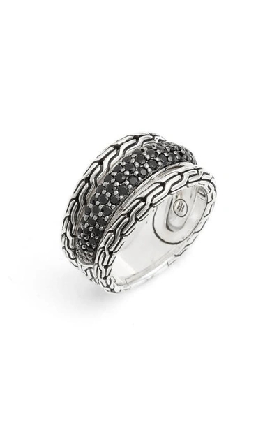 Shop John Hardy Classic Chain Multirow Ring In Silver/ Black Sapphire