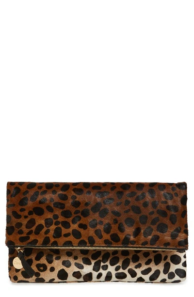 leopard clare v calf hair clutch — bows & sequins