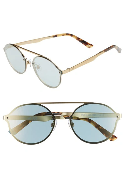 Shop Web 58mm Round Sunglasses In Gold/ Blue