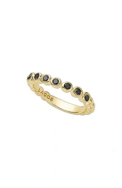 Shop Lagos Black Diamond Caviar Stacking Ring In Gold