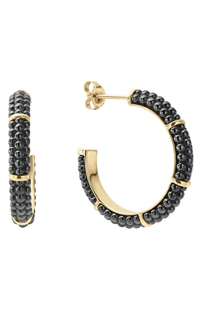 Shop Lagos Gold & Black Caviar Hoop Earrings