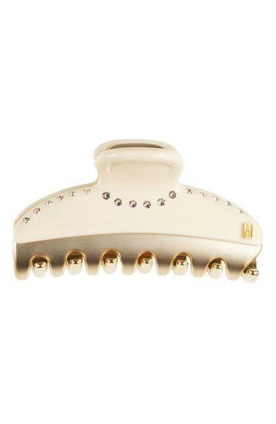 Shop Alexandre De Paris Vendome Crystal Embellished Hair Clip In Ivory Gold