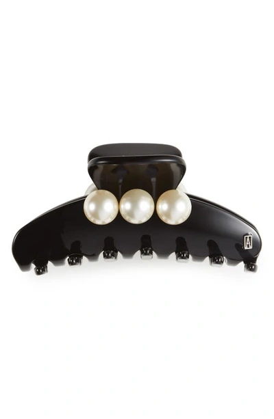 Shop Alexandre De Paris Imitation Pearl Embellished Hair Jaw Clip In Black Pearl