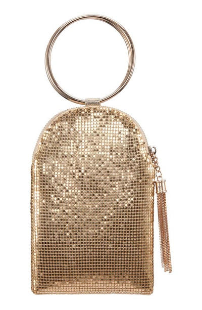 Shop Nina Metallic Mesh Handbag In Gold