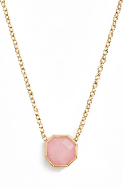 Shop Gorjana Power Gemstone Charm Adjustable Necklace In Love/ Rose Quartz/ Gold
