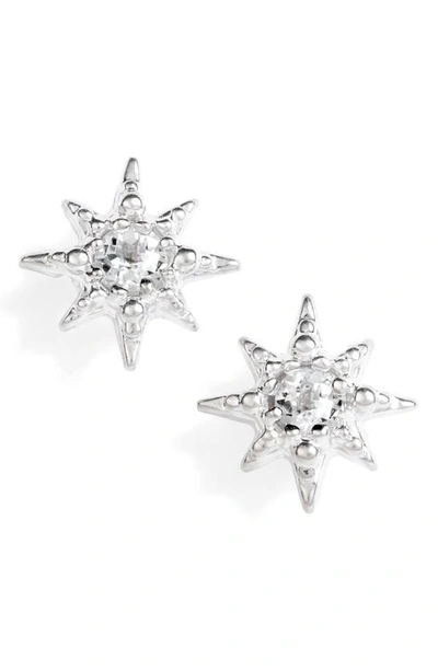 Shop Anzie Micro Starburst Earrings In Silver