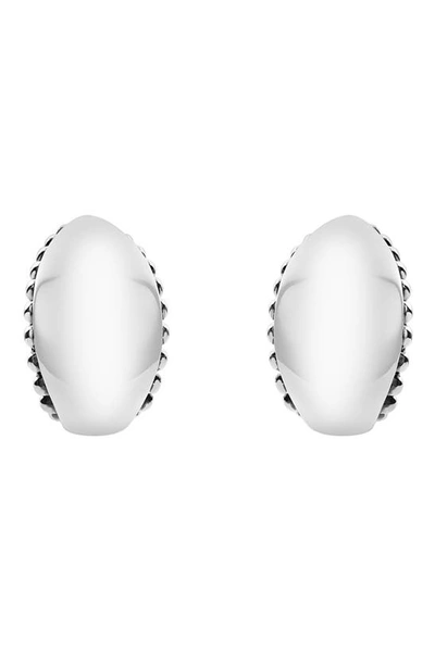 Shop Lagos Signature Caviar Omega Earrings In Silver