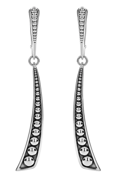 Shop Lagos Signature Caviar Curved Linear Drop Earrings In Silver