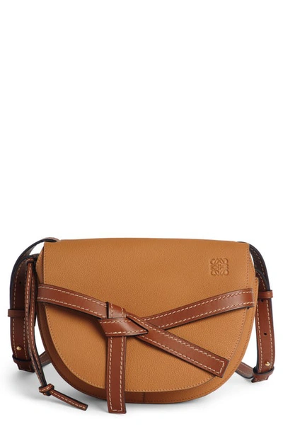 Shop Loewe Gate Small Leather Crossbody Bag In Light Caramel/ Pecan