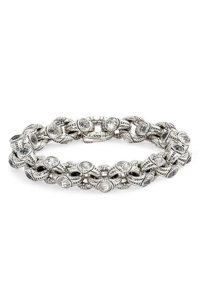 Shop Konstantino Pythia Crystal Chain Link Bracelet In Silver/ Crystal