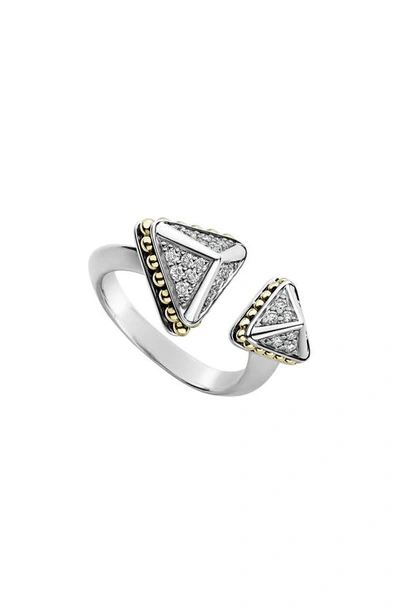 Shop Lagos Ksl Lux Diamond Open Ring In Silver/ Diamond