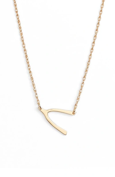 Shop Jennifer Zeuner Lily Wishbone Necklace In Gold Vermeil