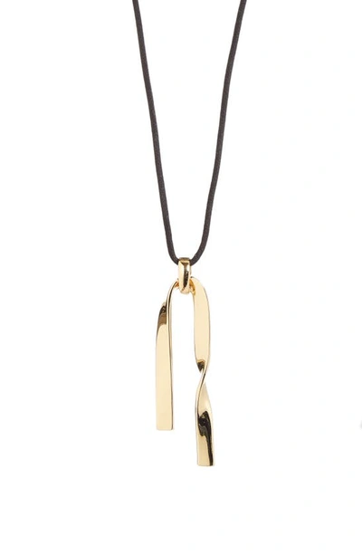 Shop St John Twist Metal Pendant Necklace In Light Gold