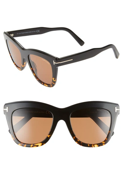 Shop Tom Ford Julie 52mm Sunglasses In Black/ Dark Havana/ Brown