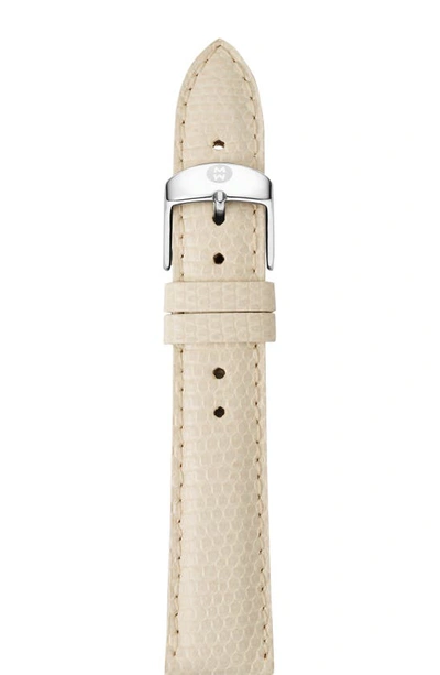 Shop Michele 16mm Lizardskin Watch Strap In Vanilla