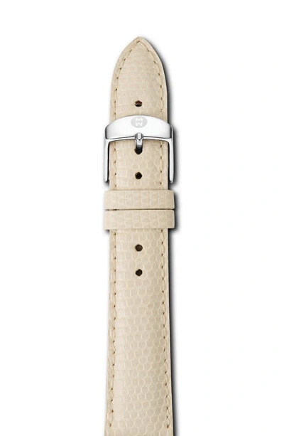 Shop Michele 18mm Lizardskin Watch Strap In Vanilla