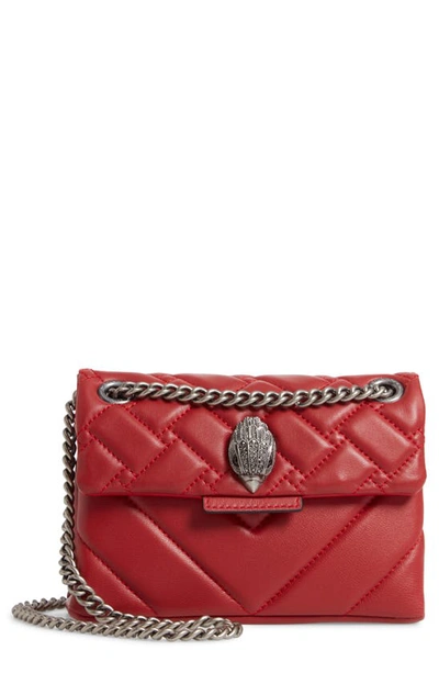 Shop Kurt Geiger Mini Kensington Quilted Leather Crossbody Bag In Red