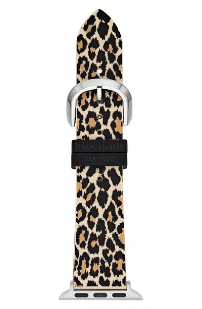 Shop Kate Spade Silicone Apple Watch® Watchband In Black/ Leopard