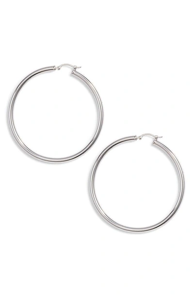 Shop Jane Basch Designs Large Hoop Earrings In Sterling Silver