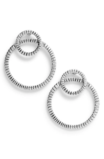 Shop Karine Sultan Double Hoop Earrings In Silver