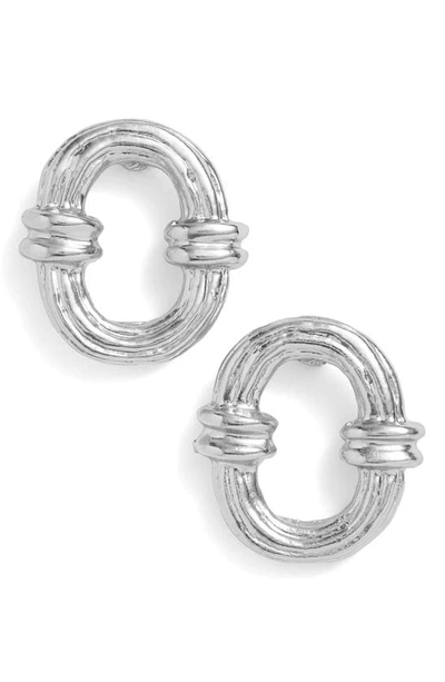 Shop Karine Sultan Textured Hoop Earrings In Silver