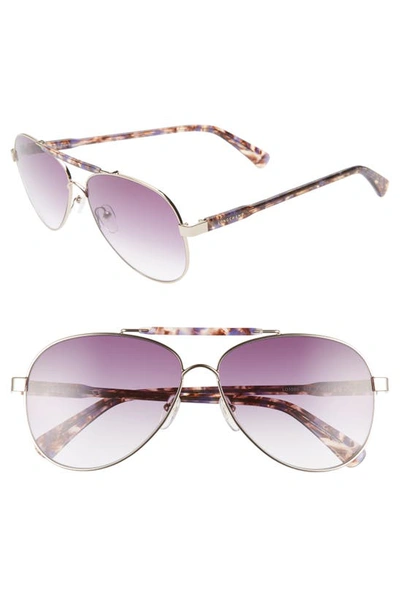 Shop Longchamp Le Pliage 61mm Aviator Sunglasses In Violet/ Tortoise
