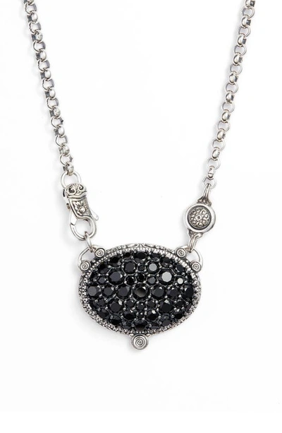 Shop Konstantino Circe Black Spinel Pave Necklace In Silver