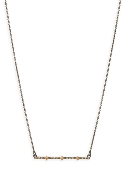 Shop Armenta New World Multi Crivelli Diamond Bar Necklace In Blackened Silver/ Gold