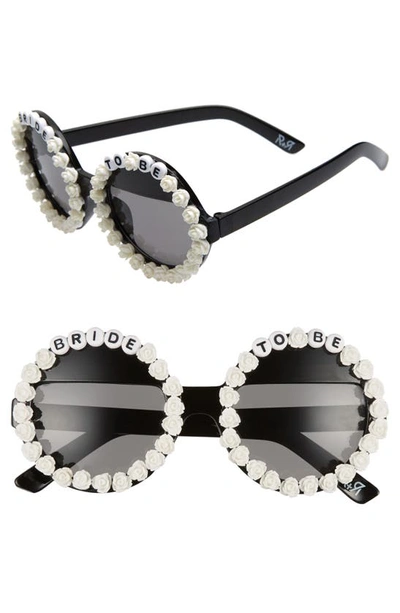 Shop Rad + Refined Bride To Be Round Sunglasses In Black/ White