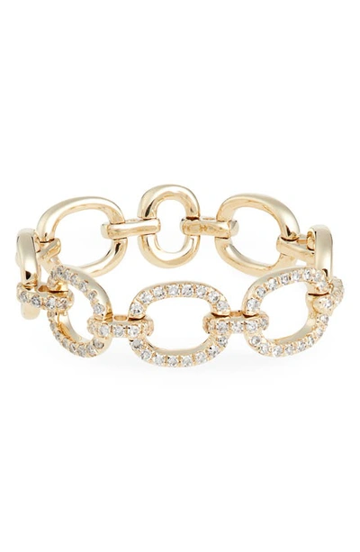 Shop Ef Collection Flexible Chain Link Diamond Ring In Yellow Gold