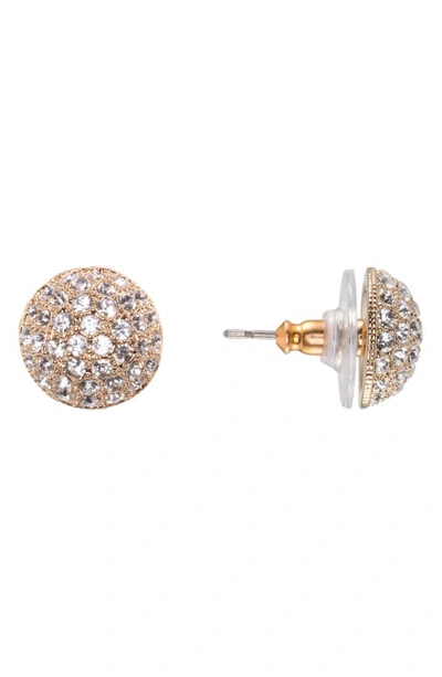 Shop Nina Small Pavé Swarovski Crystal Button Earrings In White/ Gold