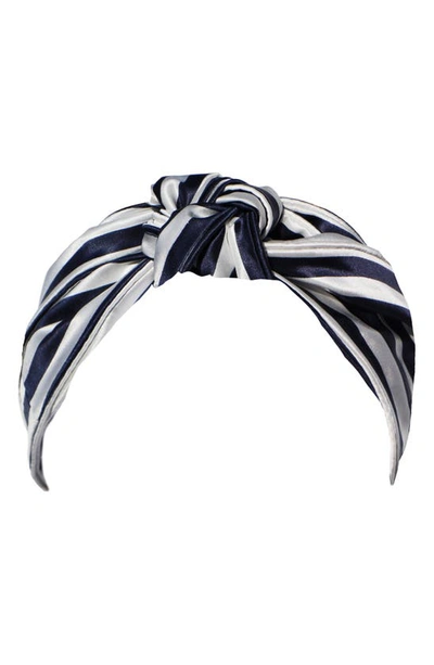 Shop Slip Knot Headband In Navy Stripe