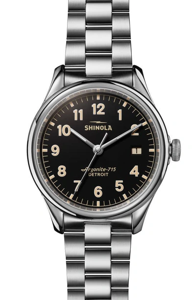 Shop Shinola The Vinton Bracelet Watch, 38mm In Silver/ Black/ Silver