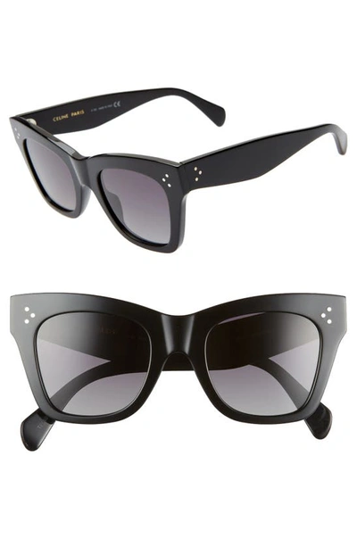 Shop Celine 50mm Polarized Square Sunglasses In Black/ Grey Polar