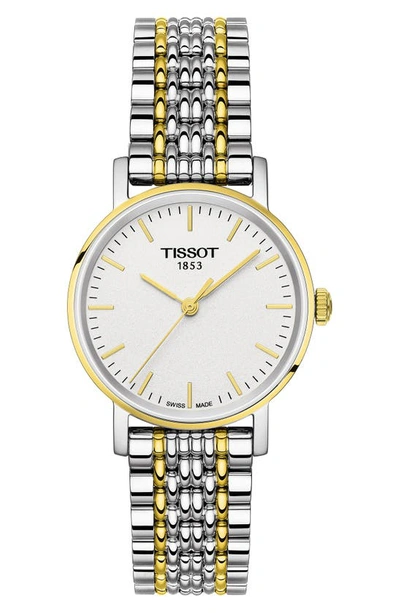 Shop Tissot Everytime Bracelet Watch, 30mm In Silver/ White/ Gold