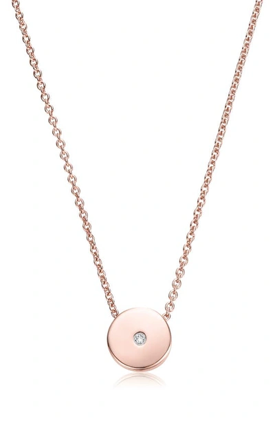 Shop Monica Vinader Linear Solo Diamond Pendant Necklace In Rose Gold/ Diamond