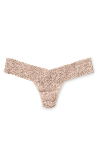 Shop Hanky Panky Signature Lace Low Rise Thong In Taupe