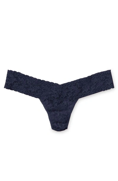 Shop Hanky Panky Signature Lace Low Rise Thong In Navy Blue