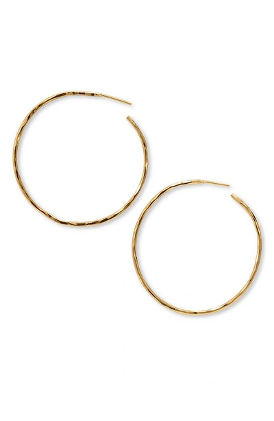 Shop Argento Vivo Hammered Large Hoop Earrings In Gold Vermeil